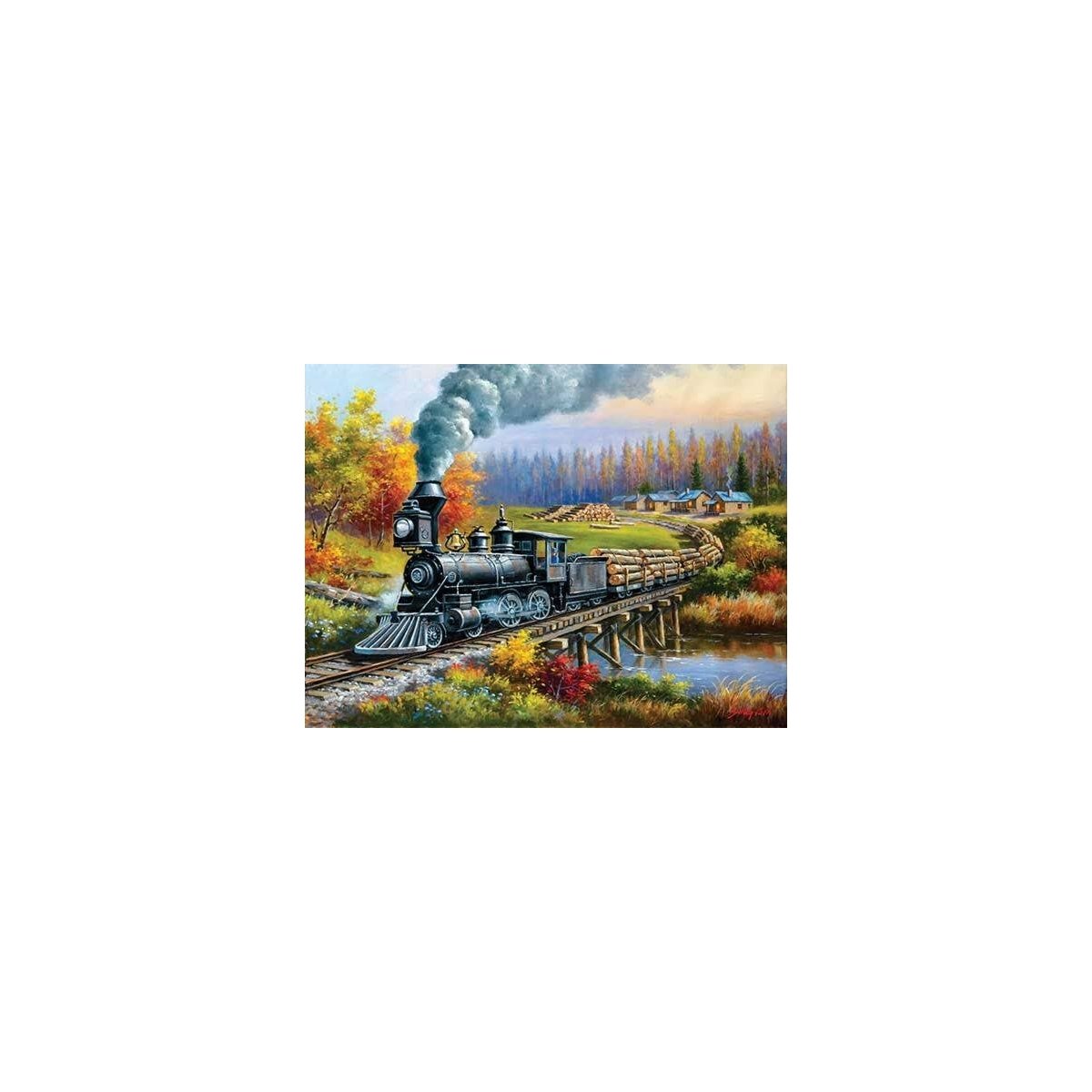 Jigsaw Puzzle -- Logging Camp Run (300 Pieces) - 18 x 24′ 45.7 x 61cm, All Scales, Train Enthusiast Vendors 40645