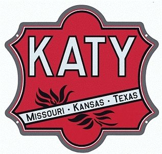 Embossed Die-Cut Metal Sign -- Missouri-Kansas-Texas `Katy` (red, black, white, All Scales, Microscale Industries Inc 10029