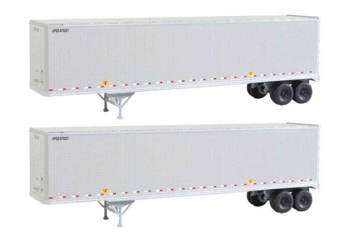 45′ Stoughton Trailer 2-Pack - Assembled -- United Parcel Service UPSZ (gray), HO, Walthers SceneMaster 2212