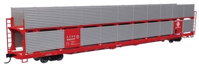89′ Flatcar w/Bi-Level Shielded Auto Rack - Ready to Run -- Atchison, Topeka & Santa Fe 88007 (A, HO, WalthersMainline 8101