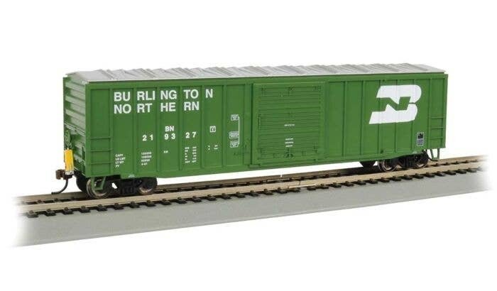 ACF 50`6` Outside-Braced Boxcar - Flashing Rear End Device - Ready to Run -- Burlington Nort, HO, Bachmann Industries 14902
