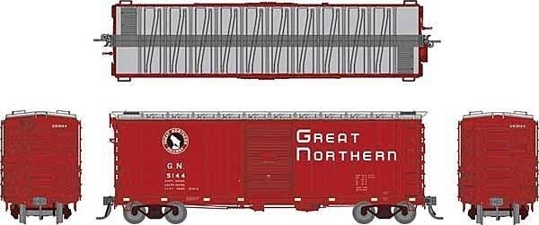 GN 40′ 12-Panel Boxcar w/Late Improved Dreadnaught Ends - Ready to Run -- Great Northern (Ch, HO, Rapido Trains Inc 155008A