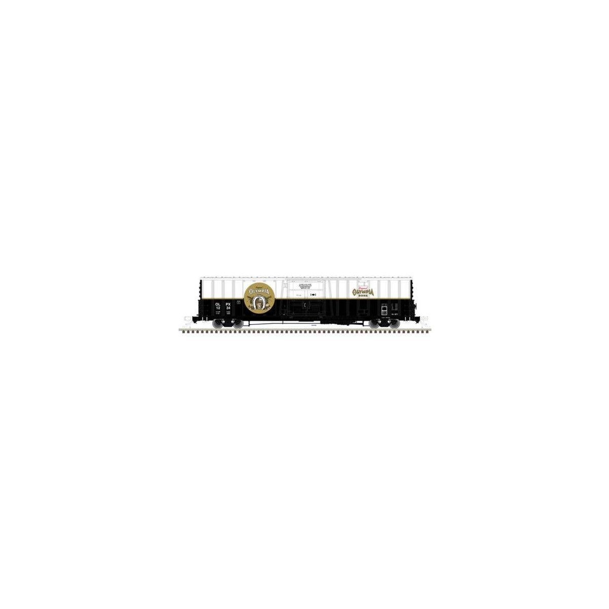 Class BX-177 62′ Beer Boxcar - Ready to Run -- Olympia 101896 (black, white, gold), N, Atlas Model Railroad Co. 50006522
