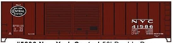 AAR 50′ Riveted-Side Double-Door Boxcar - Kit -- New York Central 41586 (Boxcar Red, black, System L, HO, Accurail Inc 5236