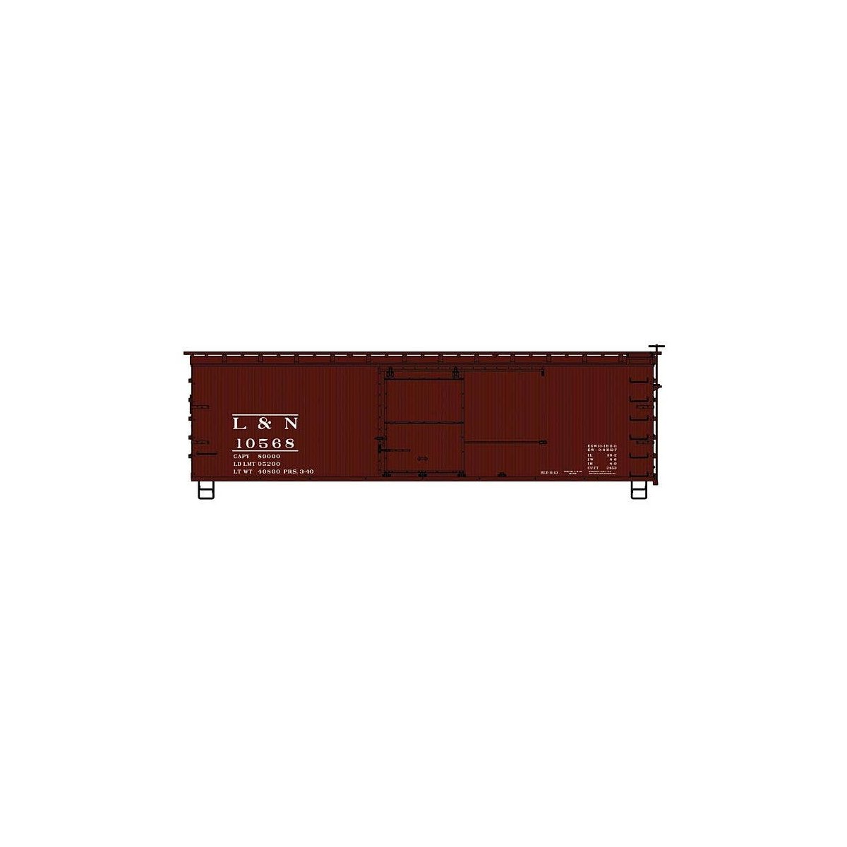 36′ Double-Sheathed Wood Boxcar, Steel Roof, Ends, Straight Underframe - Kit -- Louisville & Nashvil, HO, Accurail Inc 1411