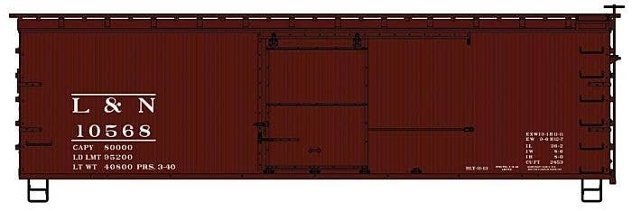 36′ Double-Sheathed Wood Boxcar, Steel Roof, Ends, Straight Underframe - Kit -- Louisville & Nashvil, HO, Accurail Inc 1411