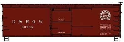 36′ Double-Sheathed Wood Boxcar, Steel Roof, Ends, Fishbelly Underframe - Ki -- Denver & Rio Grande , HO, Accurail Inc 1312