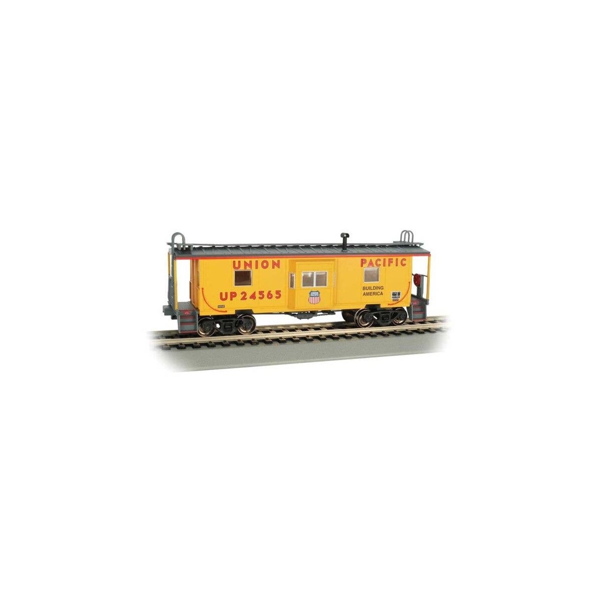 Steel Bay Window Caboose - Ready to Run -- Union Pacific(R) 24565 (Armour Yellow, red, gray), HO, Bachmann Industries 73205