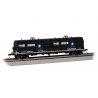 55′ Coil Car with Angled Hoods and Load - Ready to Run -- Rock Island 955019 (black, blue, w, HO, Bachmann Industries 71428