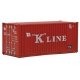 20′ Corrugated Container with Flat Panel - Assembled -- K-Line (red, white), HO, Walthers SceneMaster 8013