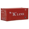 20′ Corrugated Container with Flat Panel - Assembled -- K-Line (red, white), HO, Walthers SceneMaster 8013