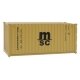 20′ Corrugated Container - Assembled -- Mediterranean Shipping Co. (MSC) (yellow), HO, Walthers SceneMaster 8057