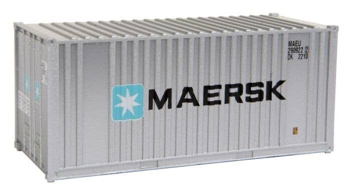 20′ Corrugated Container with Flat Panel - Assembled -- Maersk, HO, Walthers SceneMaster 8001