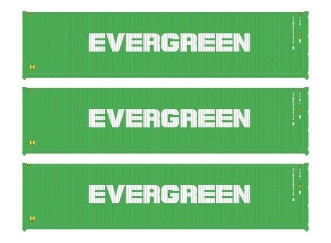 40′ Fully Corrugated Container - 3-Pack -- Evergreen, HO, Walthers SceneMaster 18250