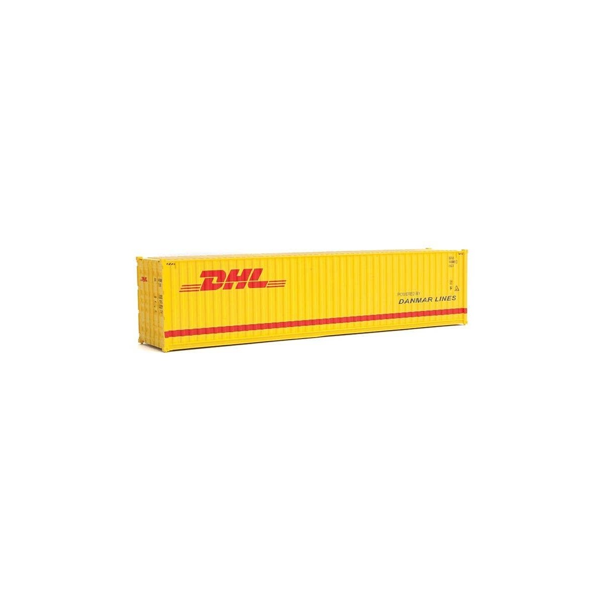 40′ Hi-Cube Corrugated-Side Container - Assembled -- DHL (yellow, red), HO, Walthers SceneMaster 8267