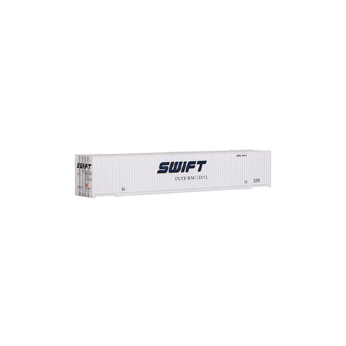 53′ Singamas Corrugated Side Container - Ready to Run -- Swift (white, blue), HO, Walthers SceneMaster 8509