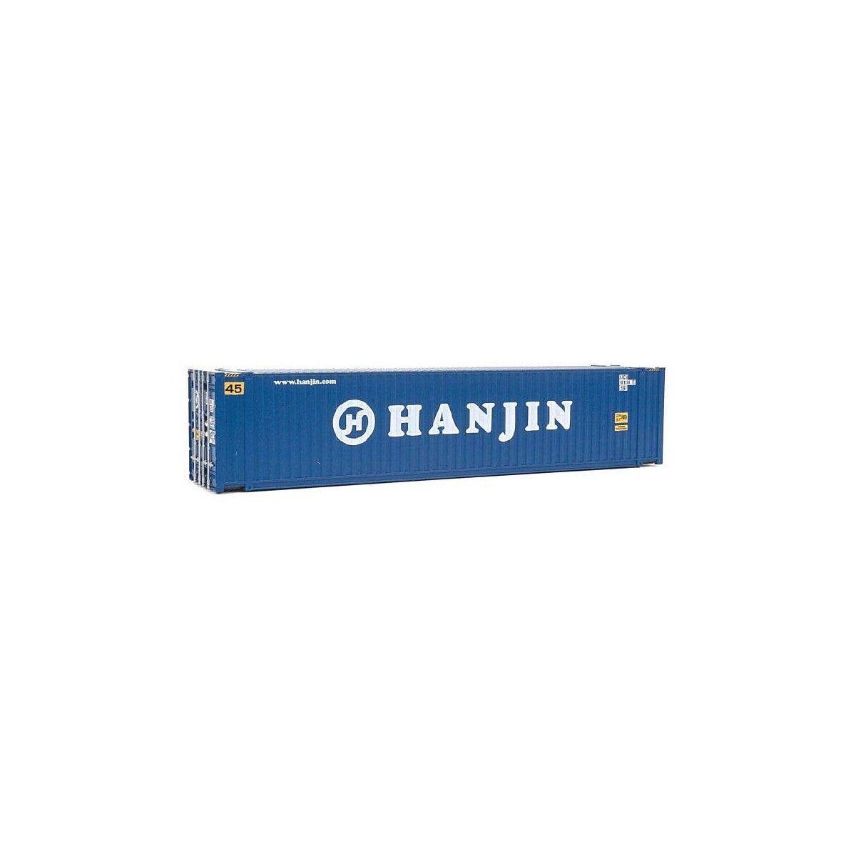 45′ CIMC Container - Assembled -- Hanjin (blue, white), HO, Walthers SceneMaster 8561