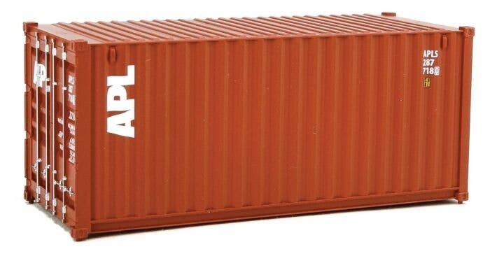 20′ Corrugated Container - Assembled -- American President Lines (brown, white), HO, Walthers SceneMaster 8061