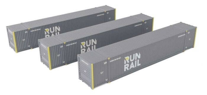 53′ Singamas Corrugated Side Container - 3-Pack -- Run Rail, HO, Walthers SceneMaster 18506