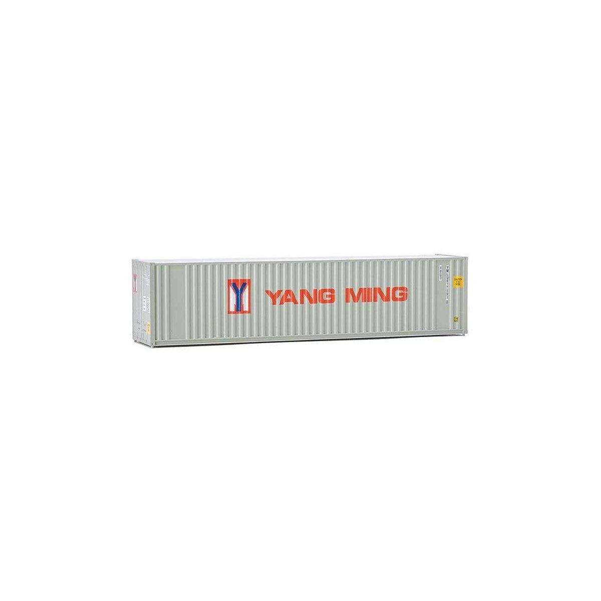 40′ Hi-Cube Corrugated Container w/Flat Roof - Assembled -- Yang Ming (gray, red, blue), HO, Walthers SceneMaster 8221