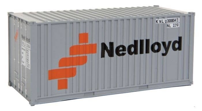 20′ Corrugated Container with Flat Panel - Assembled -- Ned-Lloyd (gray, orange, black), HO, Walthers SceneMaster 8005