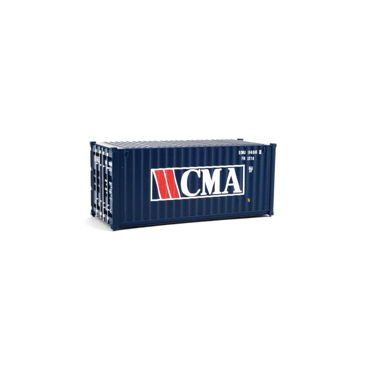 20′ Corrugated Container - Assembled -- CMA (blue, white, red), HO, Walthers SceneMaster 8062