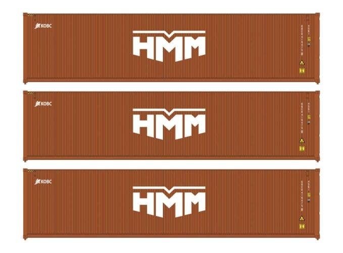 40′ Fully Corrugated Container - 3-Pack -- HMM, HO, Walthers SceneMaster 18256