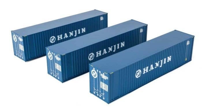 40′ Flat Panel Container - 3-Pack -- Hanjin, HO, Walthers SceneMaster 18201