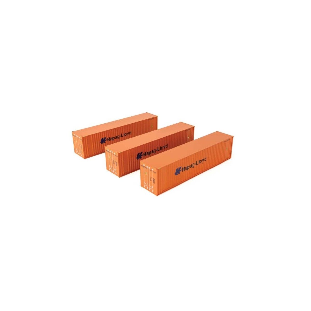 40′ Flat Panel Container - 3-Pack -- Hapag-Lloyd, HO, Walthers SceneMaster 18202