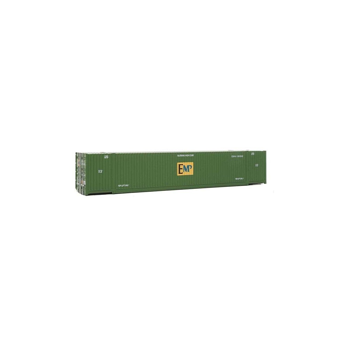 53′ Singamas Corrugated-Side Container - Assembled -- EMP (green, blue, yellow), HO, Walthers SceneMaster 8530