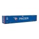 53′ Singamas Corrugated-Side Container - Assembled -- Pacer (blue, white, red), HO, Walthers SceneMaster 8535