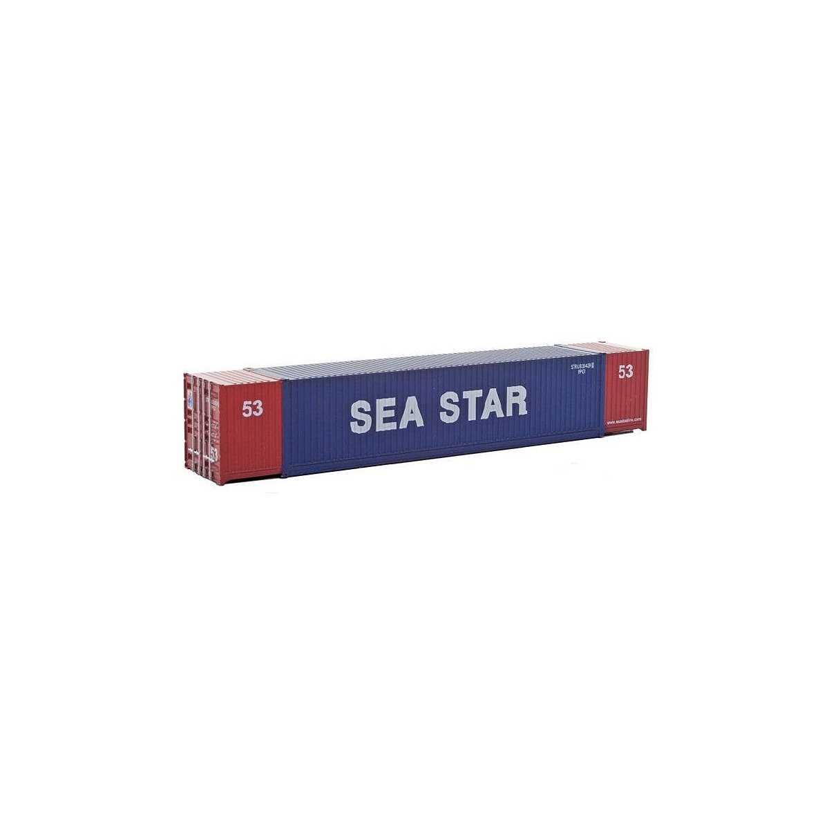 53′ Singamas Corrugated-Side Container - Ready to Run -- Sea Star (blue, red, white), HO, Walthers SceneMaster 8517