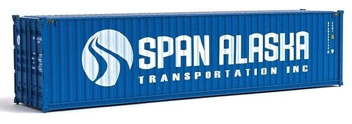 40′ Hi-Cube Corrugated-Side Container - Assembled -- Span Alaska (blue, white), HO, Walthers SceneMaster 8273