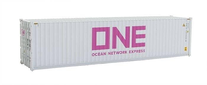 40′ Hi-Cube Corrugated-Side Container - Assembled -- Ocean Network Express - ONE (white, mag, HO, Walthers SceneMaster 8276