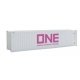 40′ Hi-Cube Corrugated-Side Container - Assembled -- Ocean Network Express - ONE (white, mag, HO, Walthers SceneMaster 8276