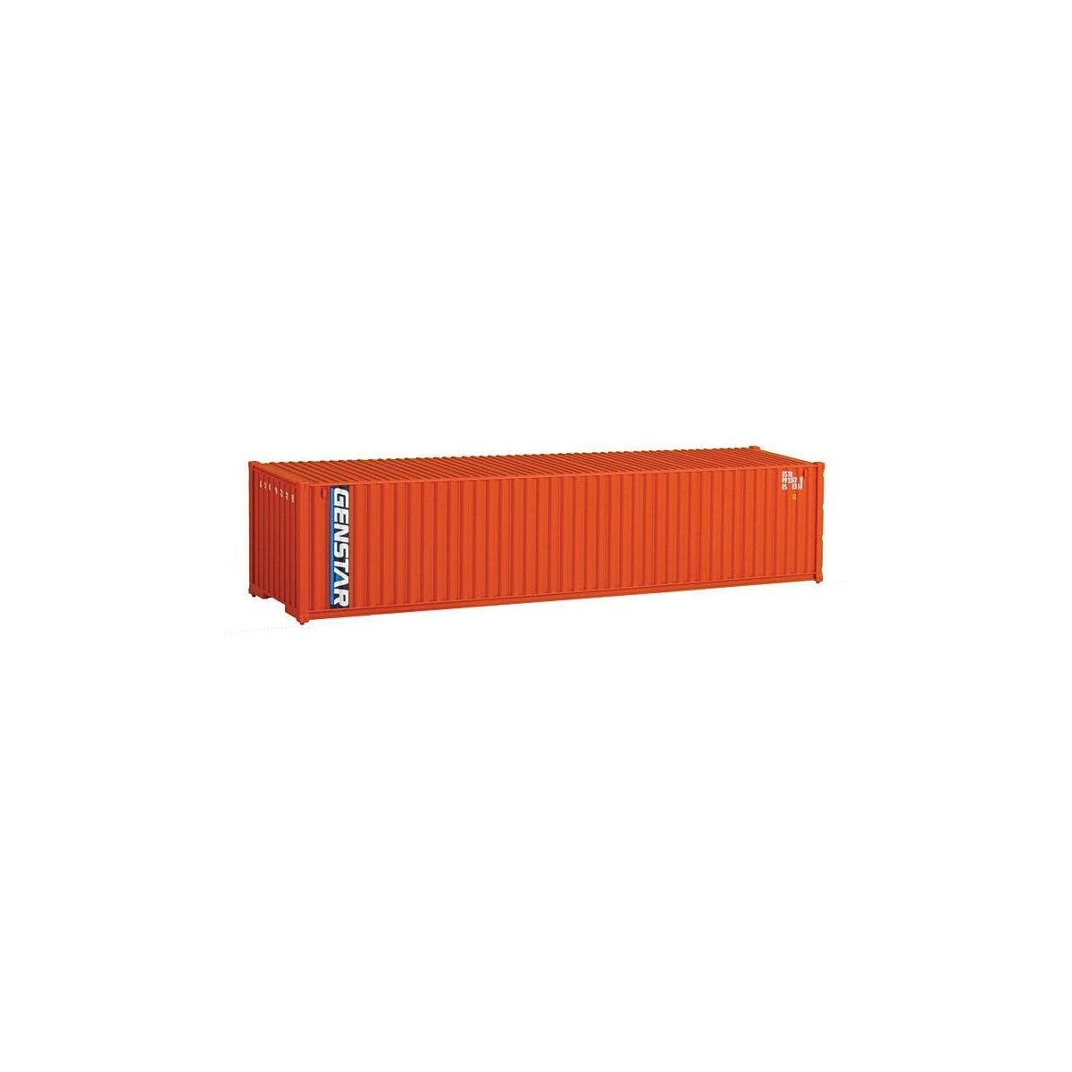 40′ Corrugated Container - Assembled -- Genstar (orange, blue, white), HO, Walthers SceneMaster 8152