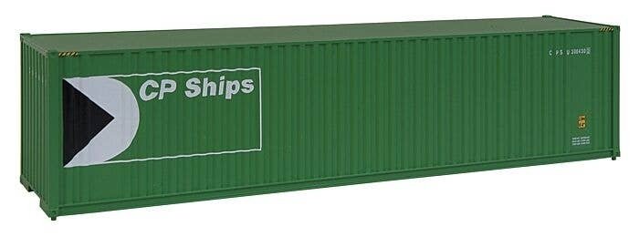40′ Hi Cube Corrugated Container w/Flat Roof - Assembled -- CP Ships (green, white, black Mu, HO, Walthers SceneMaster 8206