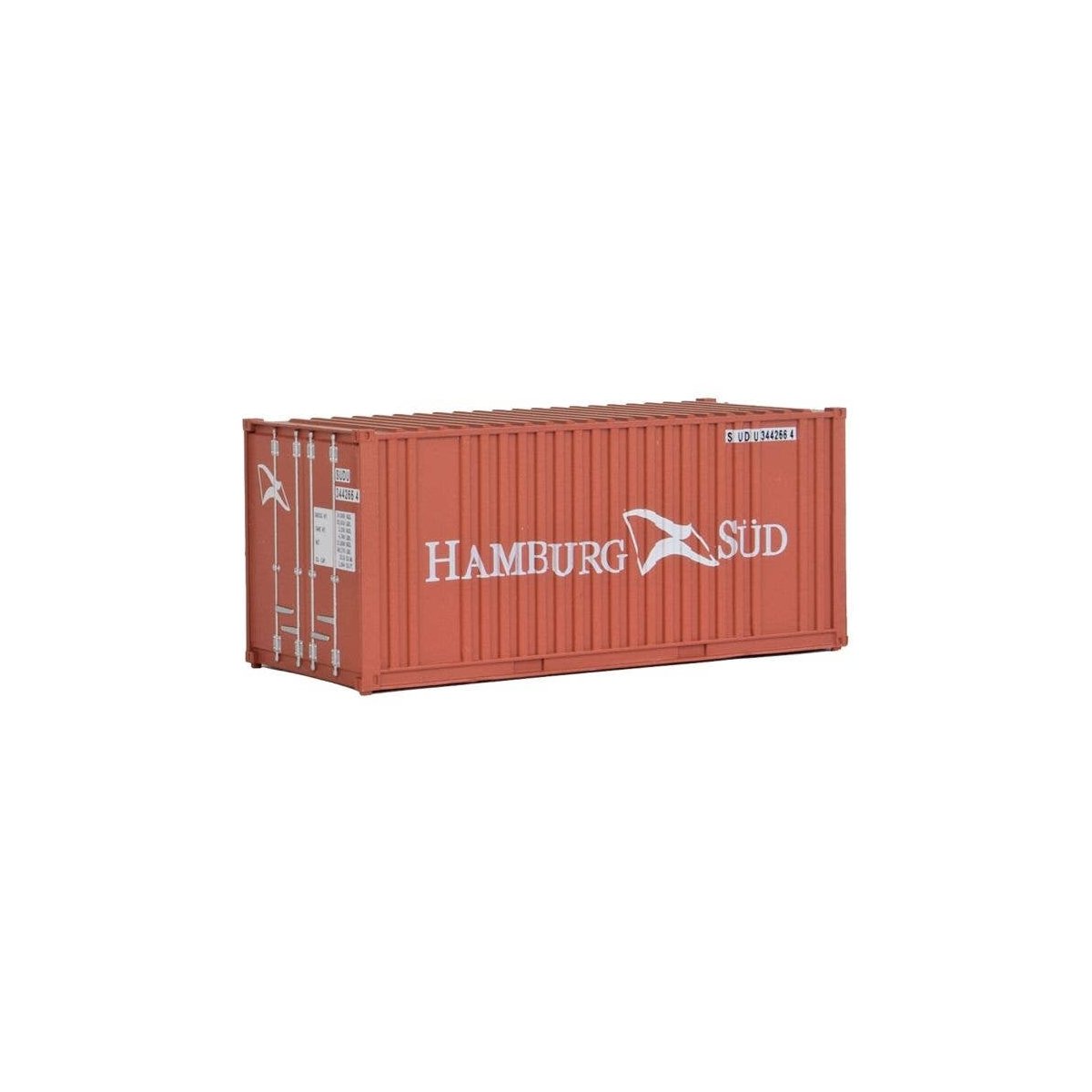 20′ Corrugated Container with Flat Panel - Assembled -- Hamburg Sud, HO, Walthers SceneMaster 8006