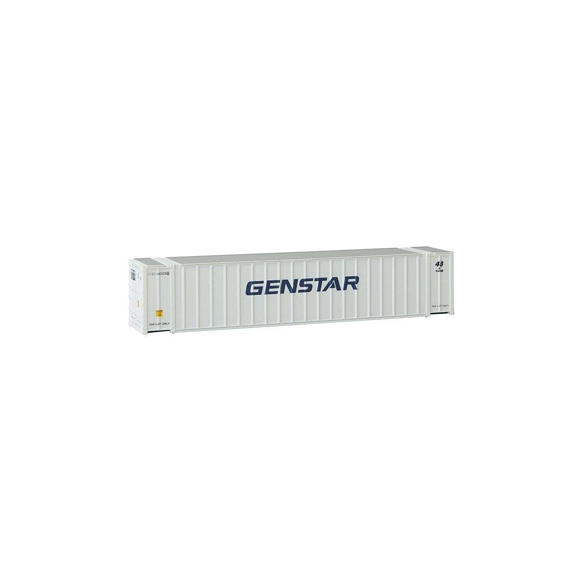 48′ Ribbed Side Container - Assembled -- Genstar (white, blue), N, Walthers SceneMaster 8844