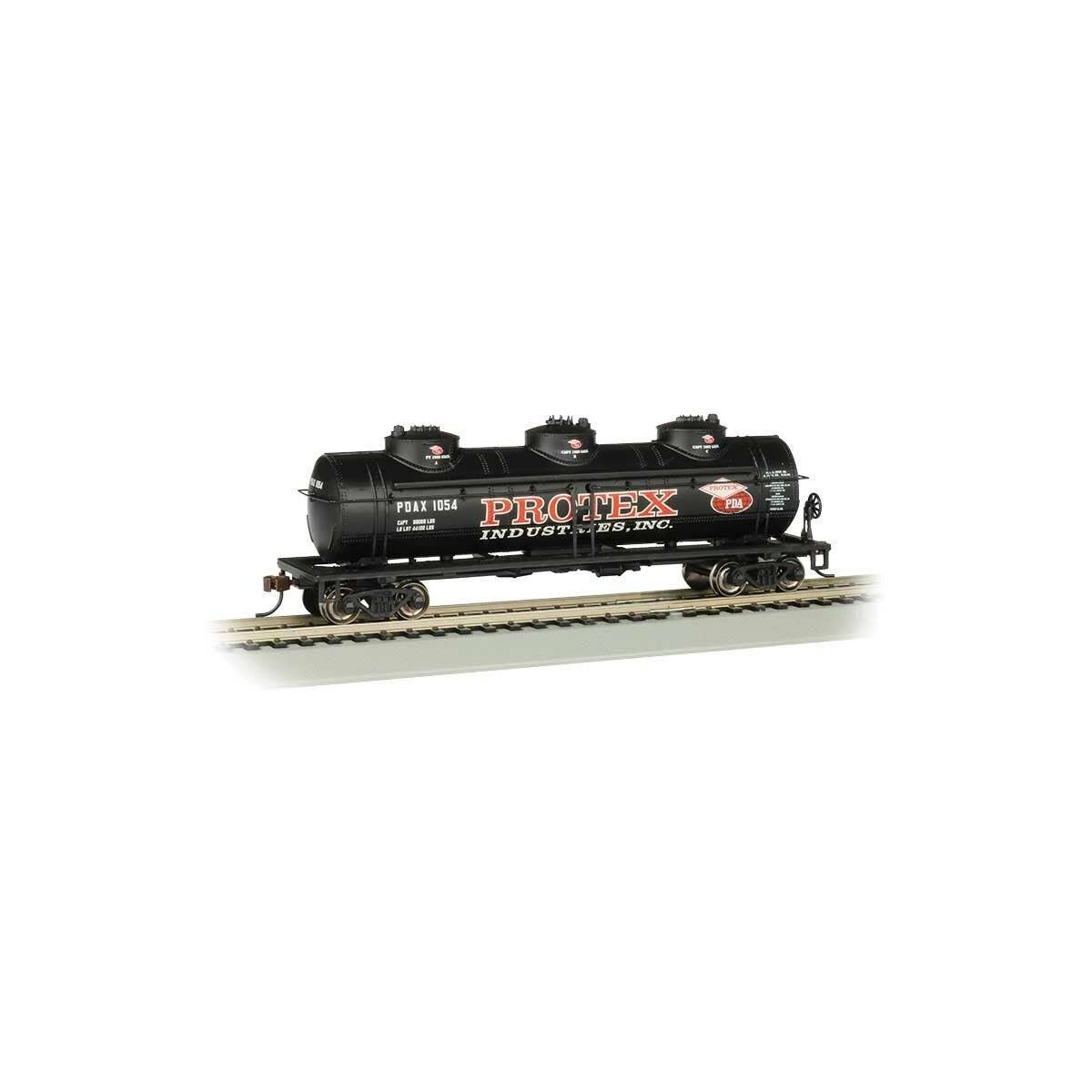 40′ 3-Dome Tank Car - Ready to Run - Silver Series(R) -- Protex Industries POAX 1054 (black, red, white)