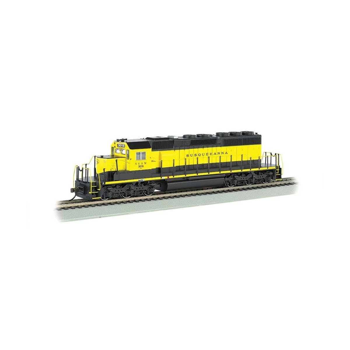 EMD SD40-2 - DCC -- New York, Susquehanna & Western 3018 (black, yellow)