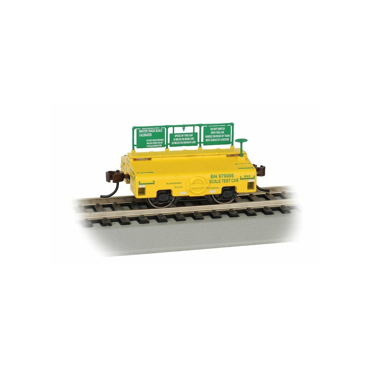 Scale Test Weight Car - Ready to Run -- Burlington Northern 979006 (yellow, green)