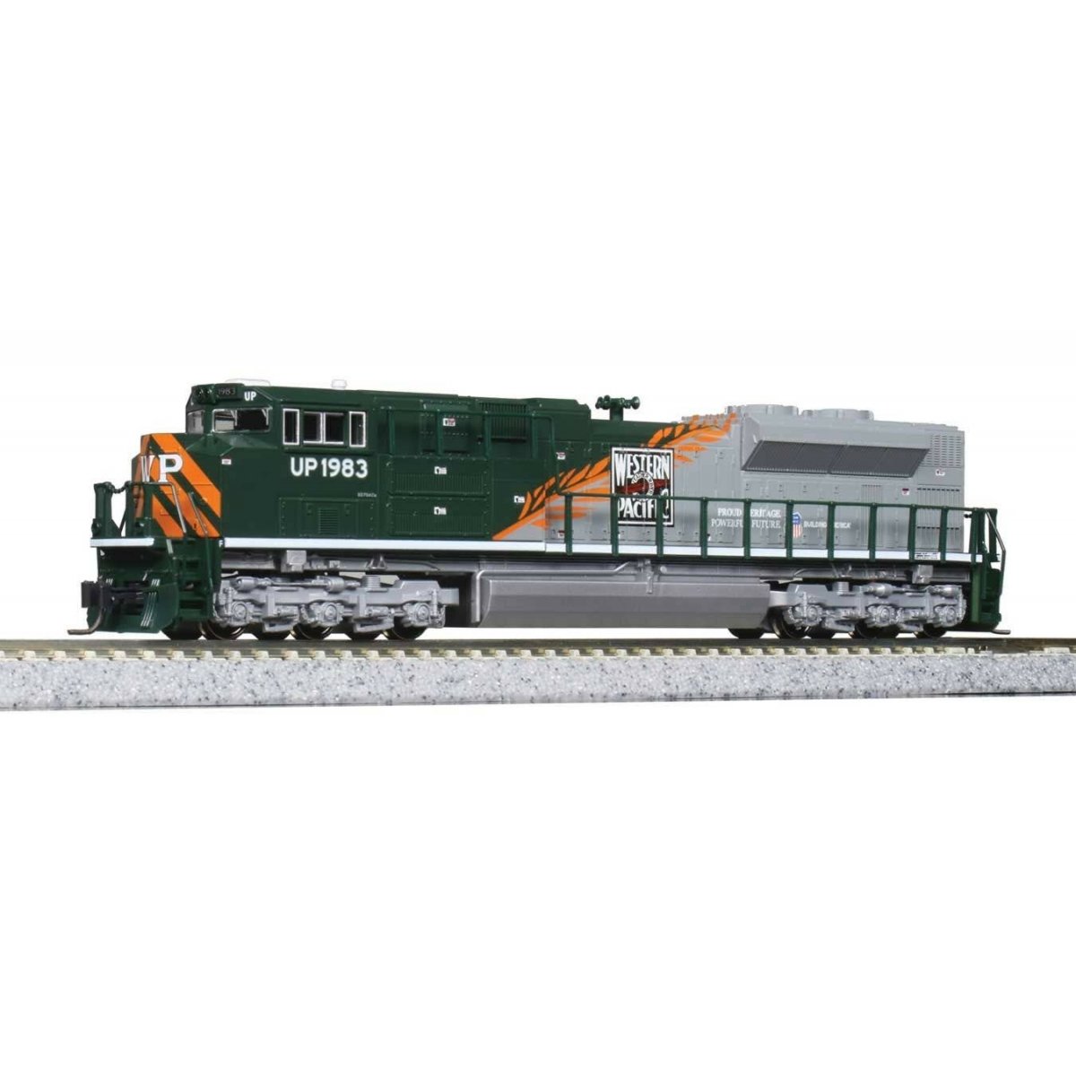 EMD SD70ACe - Standard DC -- Union Pacific 1983 (Western Pacific Heritage Scheme, silver, green)