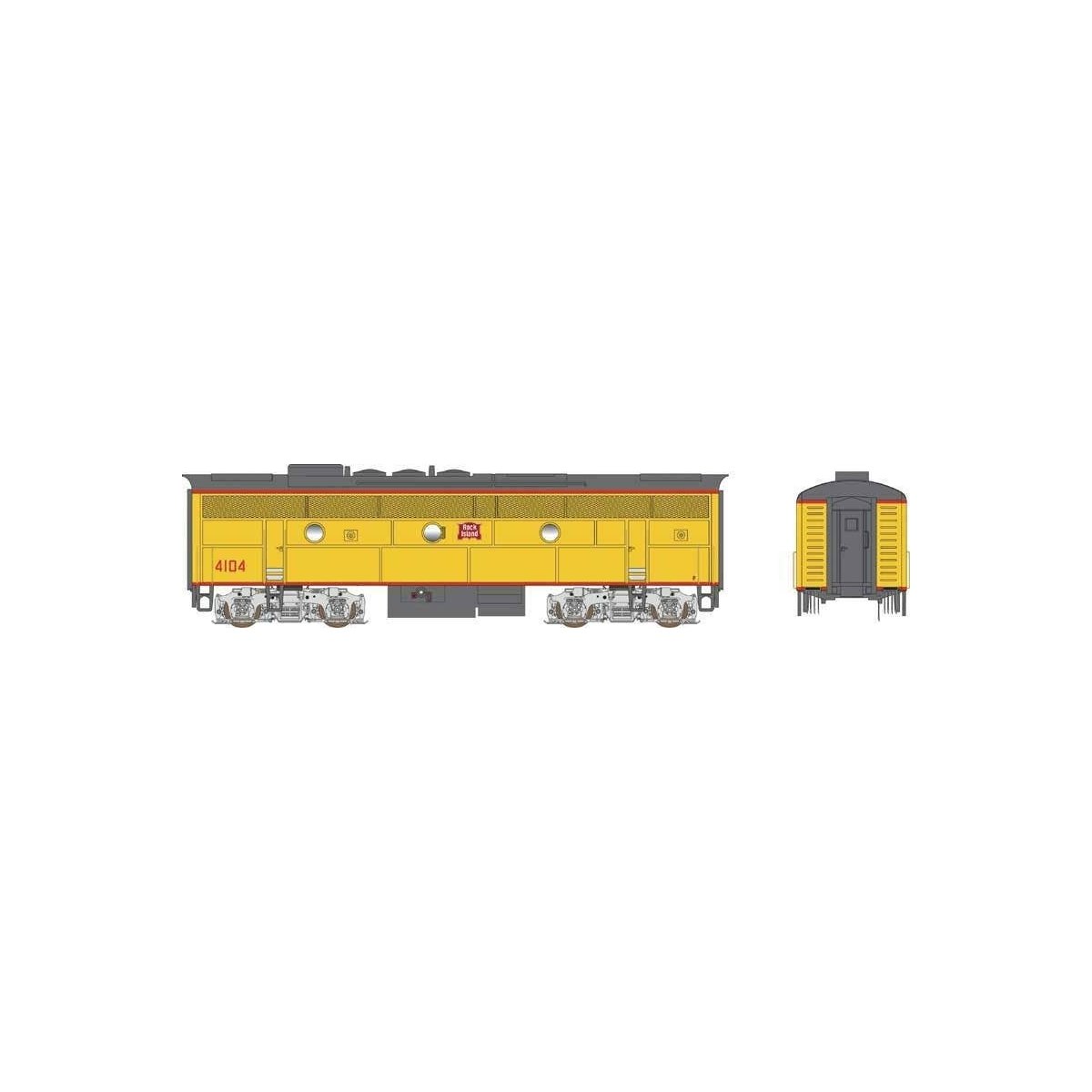 EMD F3B w/LokSound & DCC - Executive Line -- Rock Island 4104 (Ex-UP, Armour Yellow, gray)