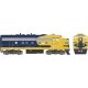 EMD F9A - Standard DC - Executive Line -- Santa Fe 285 (Warbonnet, blue, yellow, blue Nose Stripe)