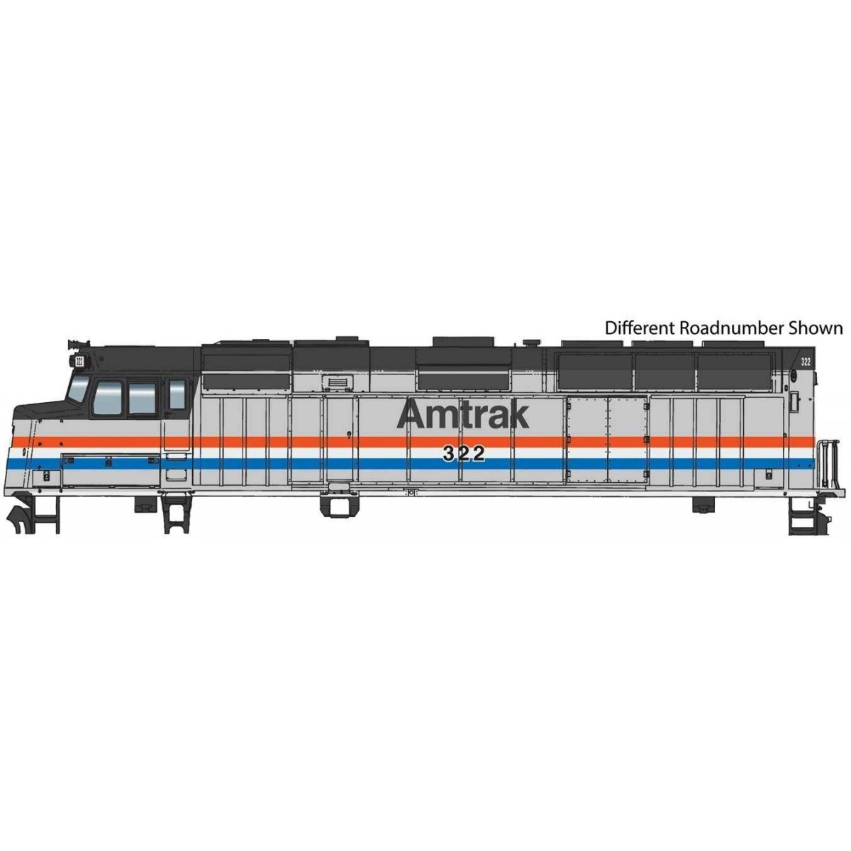 EMD F40PH - Standard DC -- Amtrak(R) 322 (Phase III Equal Red, White, Blue Stripes)