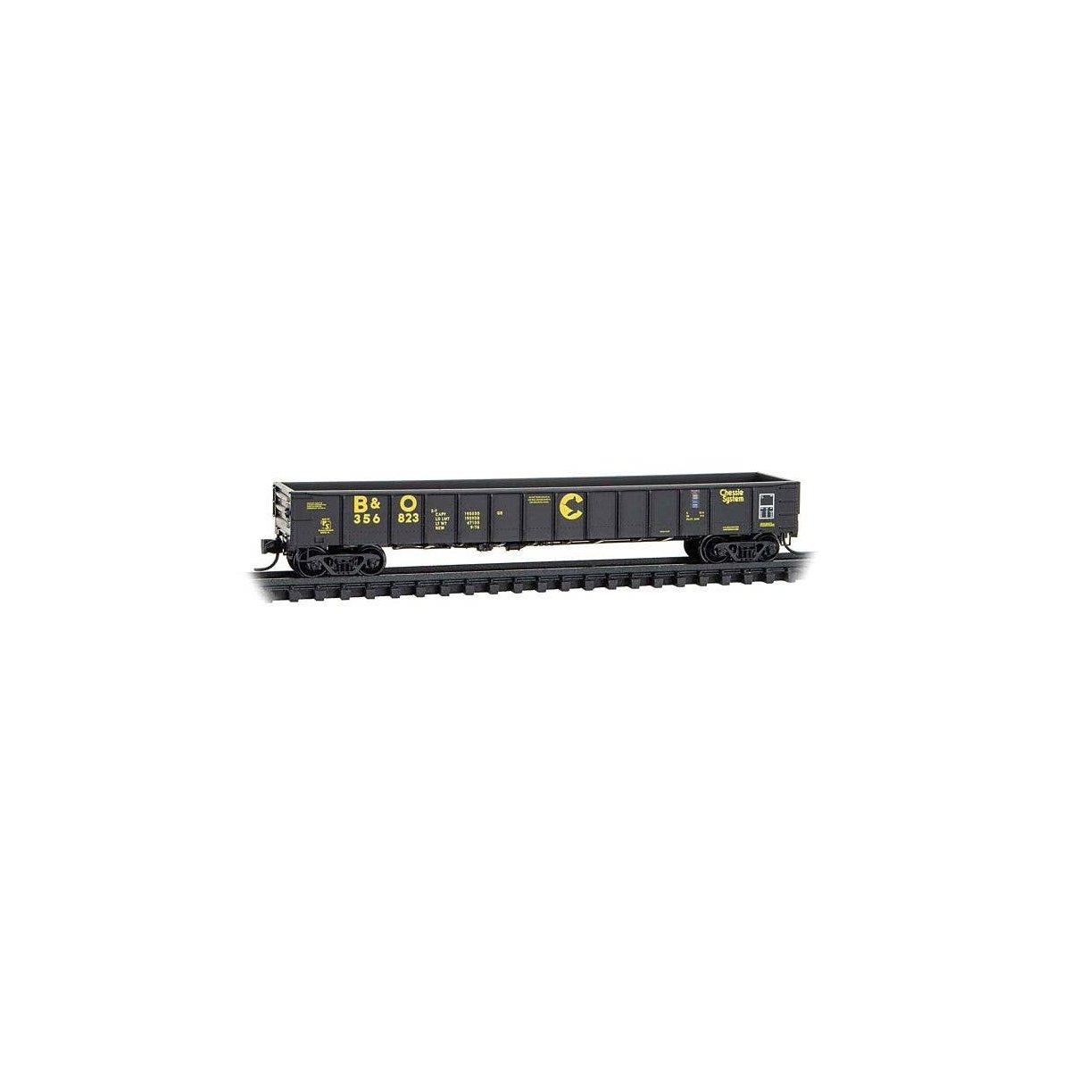 50′ Steel Side 14-Panel Fixed-End Straight-Side Gondola - Ready to Run -- Chessie System B&O, N, Micro Trains Line 10500790