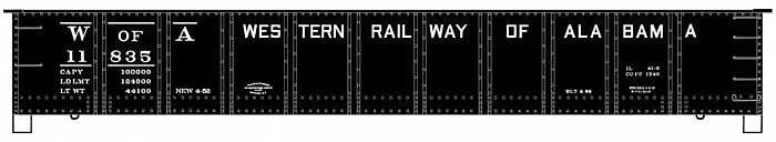 AAR 41′ Steel Gondola - Kit -- Western Ry of Alabama 11837 (black), HO, Accurail Inc 81733
