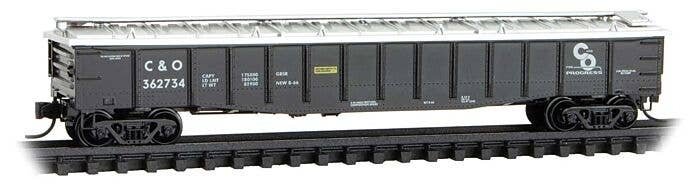 50′ Steel 14-Panel Covered Gondola w/Fixed Ends - Ready to Run -- Chesapeake & Ohio 362734 (, N, Micro Trains Line 10600036