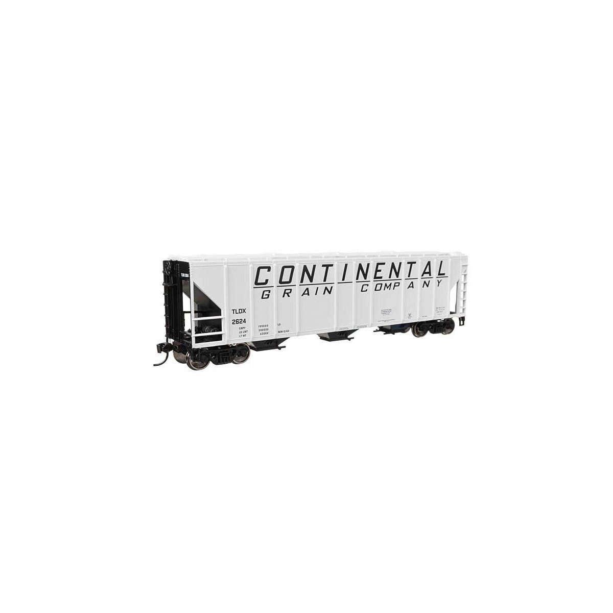50′ Pullman-Standard PS2-CD 4427 3-Bay Covered Hopper - Ready to Run -- Continental Grain Co TL, HO, WalthersMainline 49427